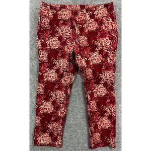 Soft Surroundings Burgundy & Gold Pull On Floral Pants sz 1X (15675) NWOT